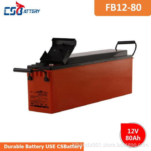 CSBattery 12V 80Ah silm Front Terminal GEL Battery for Electric-Vehicles/broadcasting-station/bicycle/Pumps/Engine-start